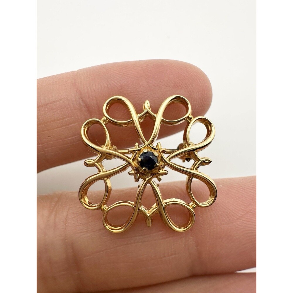 Vintage Avon 10k Gold Filled Sapphire Pin Brooch